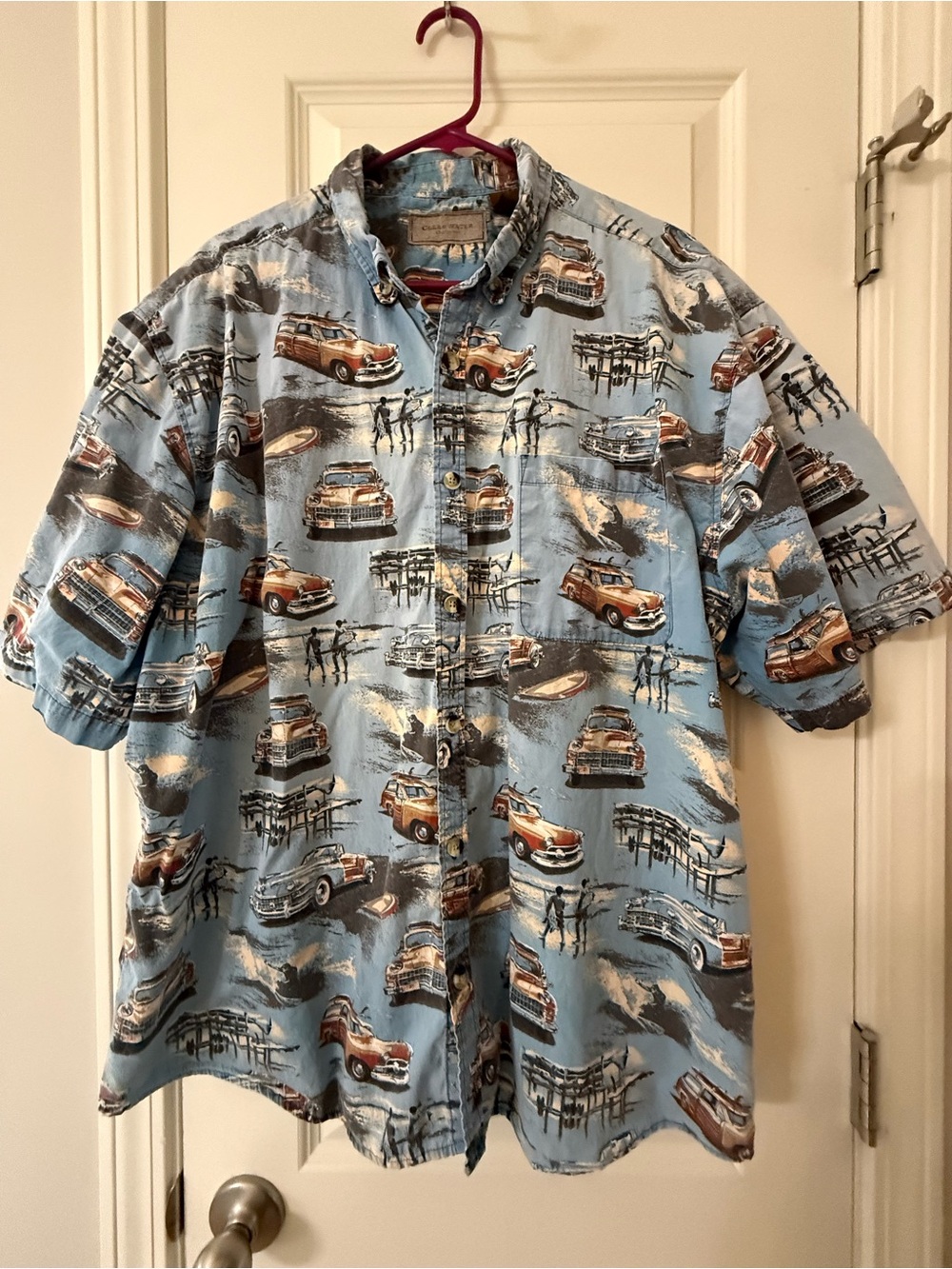 Clearwater Outfitters XXL Men’s Hawaiian Shirt Vintage Woodie Car Surf Print